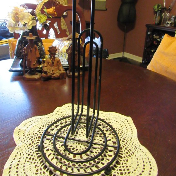 ▪️🖤▪️Fabulous Art Deco Style Onyx Black Powder Coated Enamel Paper Towel Holder - Picture 8 of 12